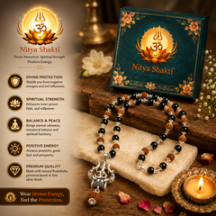 Karungali–Rudraksha Mala with Trishool Pendant (Authentic)