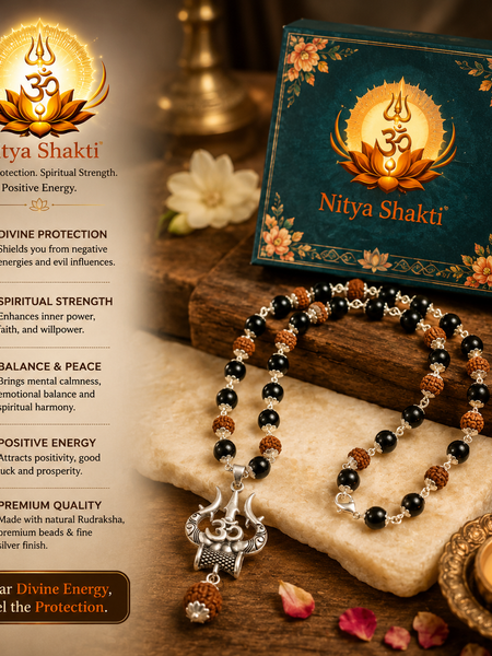 Karungali–Rudraksha Mala with Trishool Pendant (Authentic)