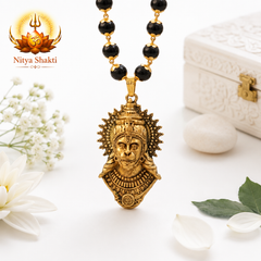 Gold-Plated Bajrangbali Raksha Pendant with Karungali Mala