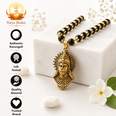 Gold-Plated Bajrangbali Raksha Pendant with Karungali Mala