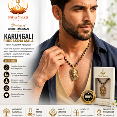 Gold-Plated Bajrangbali Raksha Pendant with Karungali Mala