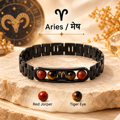 ♈Metal Zodiac Rashi Bracelet – All 12 Signs  ✨ Energized Gemstone Bracelet