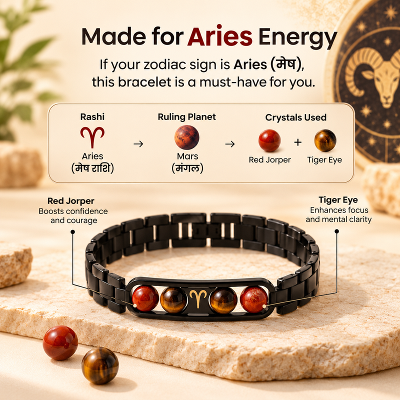 ♈Metal Zodiac Rashi Bracelet – All 12 Signs  ✨ Energized Gemstone Bracelet