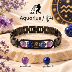 ♈Metal Zodiac Rashi Bracelet – All 12 Signs  ✨ Energized Gemstone Bracelet
