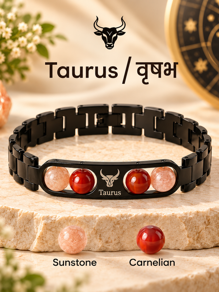 ♈Metal Zodiac Rashi Bracelet – All 12 Signs  ✨ Energized Gemstone Bracelet