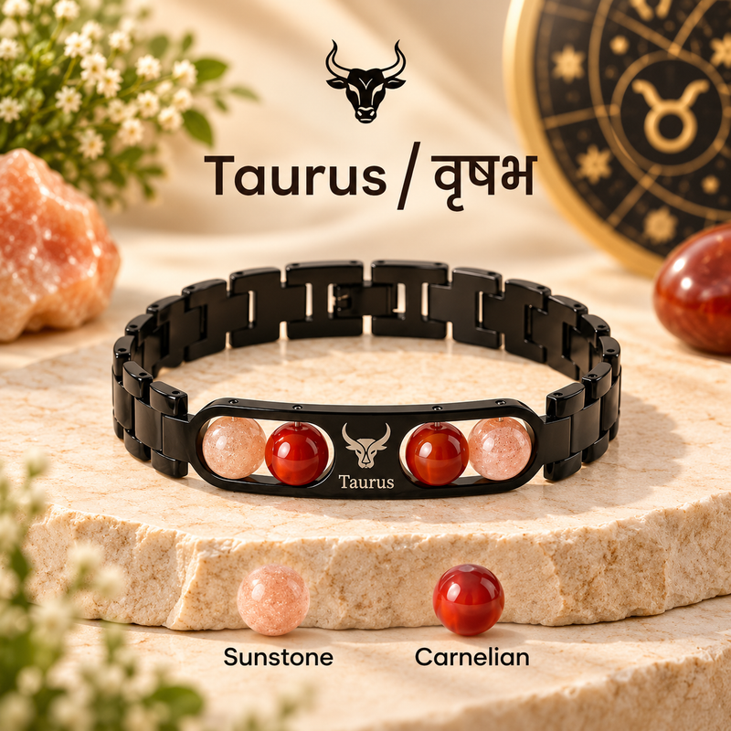 ♈Metal Zodiac Rashi Bracelet – All 12 Signs  ✨ Energized Gemstone Bracelet