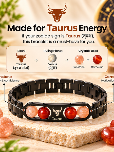 ♈Metal Zodiac Rashi Bracelet – All 12 Signs  ✨ Energized Gemstone Bracelet
