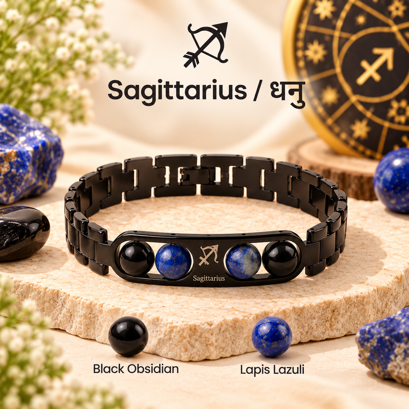 ♈Metal Zodiac Rashi Bracelet – All 12 Signs  ✨ Energized Gemstone Bracelet
