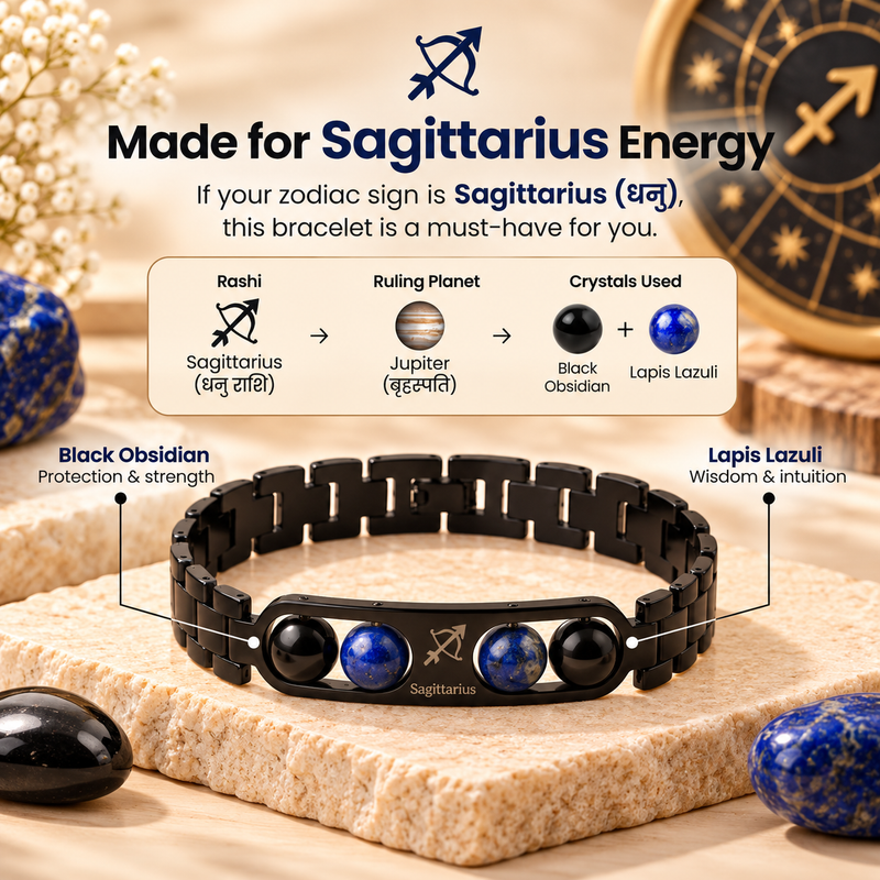 ♈Metal Zodiac Rashi Bracelet – All 12 Signs  ✨ Energized Gemstone Bracelet