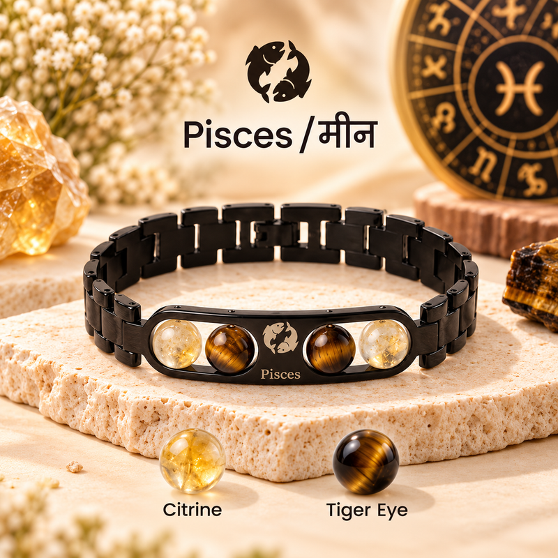 ♈Metal Zodiac Rashi Bracelet – All 12 Signs  ✨ Energized Gemstone Bracelet