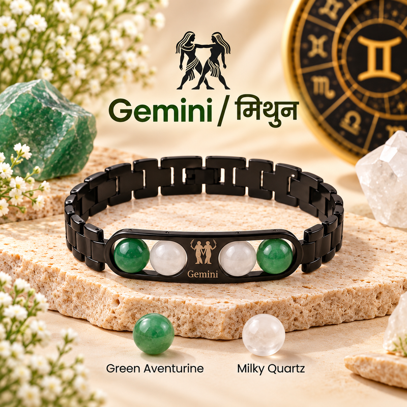 ♈Metal Zodiac Rashi Bracelet – All 12 Signs  ✨ Energized Gemstone Bracelet