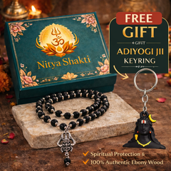 🌿 Karungali Mala with OM Trishool Pendant (Lab Certified)
