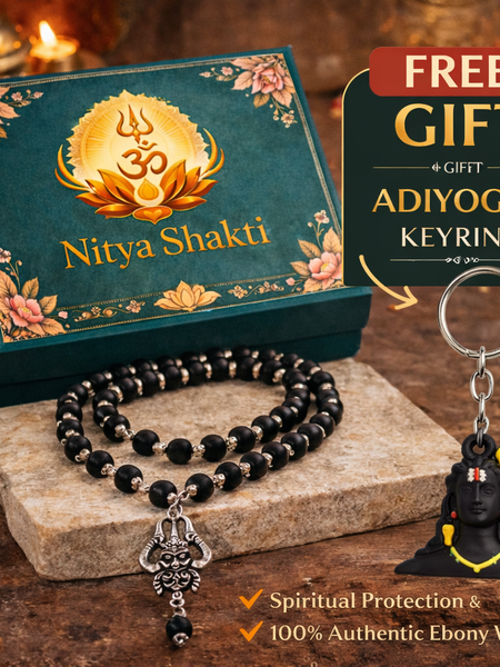 🌿 Karungali Mala with OM Trishool Pendant (Lab Certified)