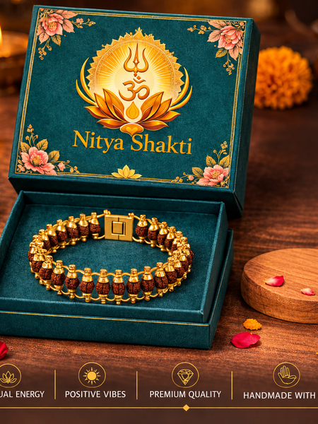 Golden Plated Authentic Rudraksha bracelet (5 mukhi - Lab certified)