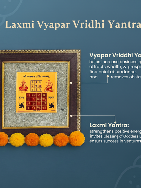 💰 Laxmi Vyapar Vriddhi Yantra on Raw Pyrite Frame [Energized]